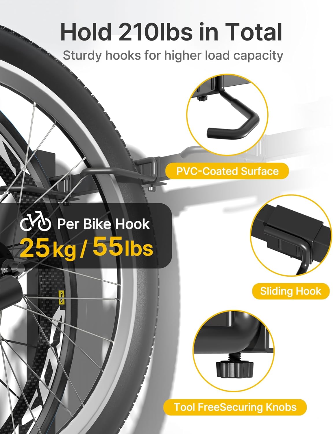 monTEK Freestanding Bike Stand for 3 Bikes & 4 Helmets, Heavy Duty Steel Bike Stroage Rack with Wheels, Adjustable Height, Mobile Bike Floor Stand for Indoor & Garage, Holds up to 95kg