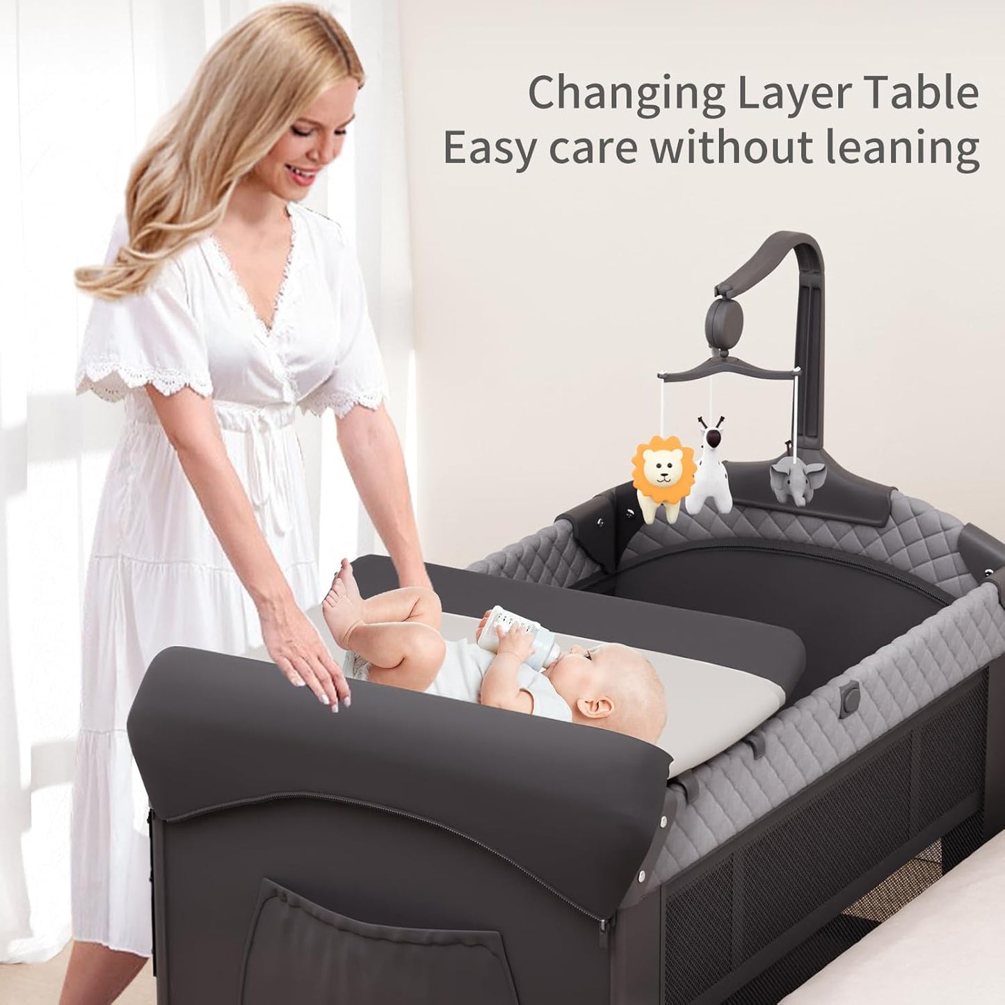 Portable Bedside Crib, Foldable Travel Baby Cot for Co-Sleeping