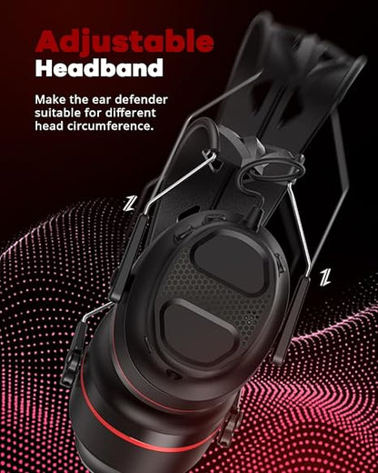 Bluetooth 5.4 Ear Defender, Wireless Hearing Protector Earmuffs with 1200mAh Rechargeable Battery