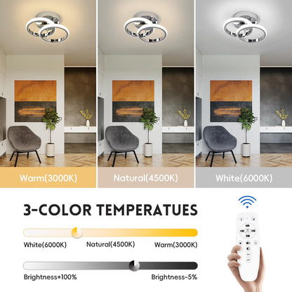 EIDISUNY Led Ceiling Light Dimmable 28cm Modern Round LED Ceiling Lamp with Remote Control, Ceiling Lighting Fixture for Kitchen Bedroom Living Room Hallway Office - 24W, Silver, 28cm, 3000K-6000K [Energy Class E]