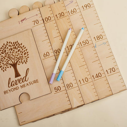 GUANKE Wooden Kids Height Chart for Wall, Natural Solid Wood Dual Scale (Feet/CM), Writable Growth Tracker, Easy Install Nursery Decor (Tree)