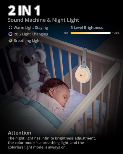 Portable White Noise Machine Baby Rechargeable Warm Light