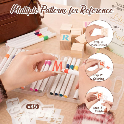 133 Pcs Baby Shower Games Sign Kit with 52Pcs Wooden Blocks | Creative Baby Shower Ideas for Guests, DIY Drawing for Gender Reveal Activity & Baby Shower Decorations