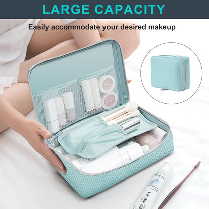 Compression Packing Cubes, 7 PCS Travel Luggage Packing Organizers with Mesh Extensible Suitcase Organiser Bags Set for Travel or Home Storage (Blue)