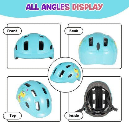 Kids Children Bike Helmet - CE Certified Lightweight Adjustable Toddler Bike Helmet for Boys Ages 3-5 Size S (48-52 cm) Blue Monster Design for Scooter Cycling and