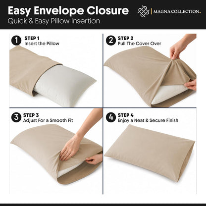 Pillow Cases 4 Pack 75 x 50 cm Brushed Microfibre (Beige)