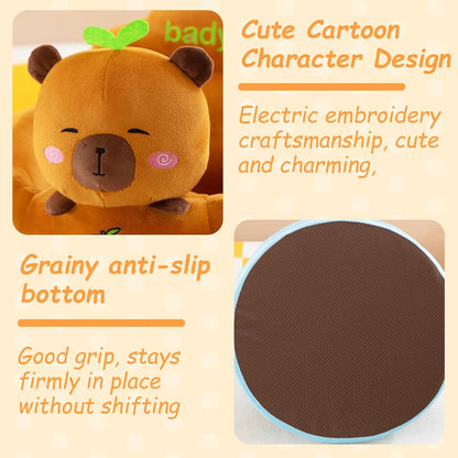 Baby Support Seat with Cute Panda Design, Soft Plush Infant Sitting Chair, 360° Upright Support, Non-Slip Base, Removable & Washable Cover for 3-12 Months Baby's Boys Girls (Fox)