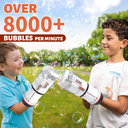 Bubble Gun and Bubble Machine 2 in 1 - Rechargeable Bubble Maker with Rainbow/Breathing LED Light and Children Songs