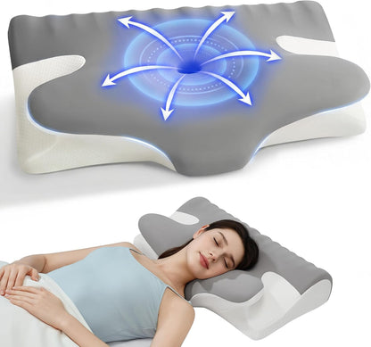 Winthome Memory Foam Pillow for Neck Pain, Restorative Sleep Cervical Pillow, 60D Slow Rebound Ergonomic Pillow with Removable Cover