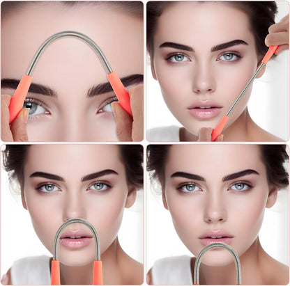 9 Pcs Facial Hair Spring Remover Women, Face Epilator Coil Spring Threading Tool, Manual Face Hair Epilator for Women Upper Lip Chin Cheeks Mustache