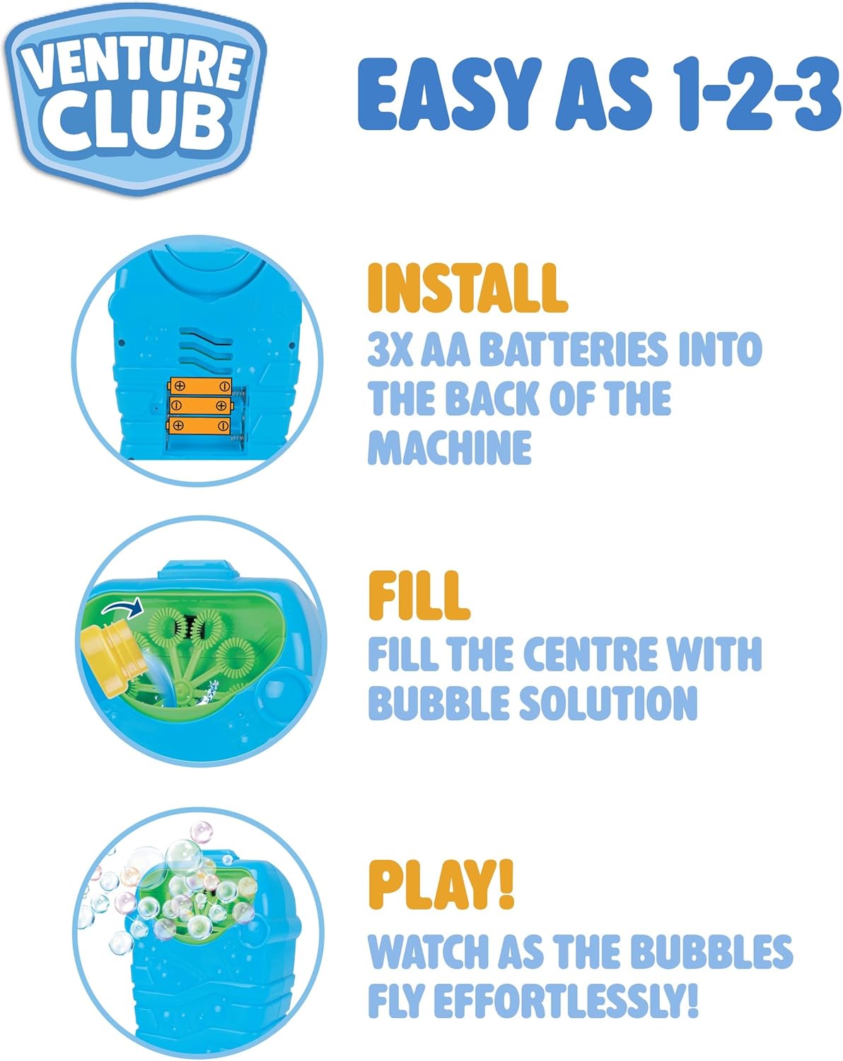 Venture Club Bubble Machine for Kids with 1 L Solution - Automatic Bubble Blower, Bubbles for Kids & Toddlers, Garden Toys & Games for Outdoor Play, Party & Active Fun - Children Aged 3+, Green