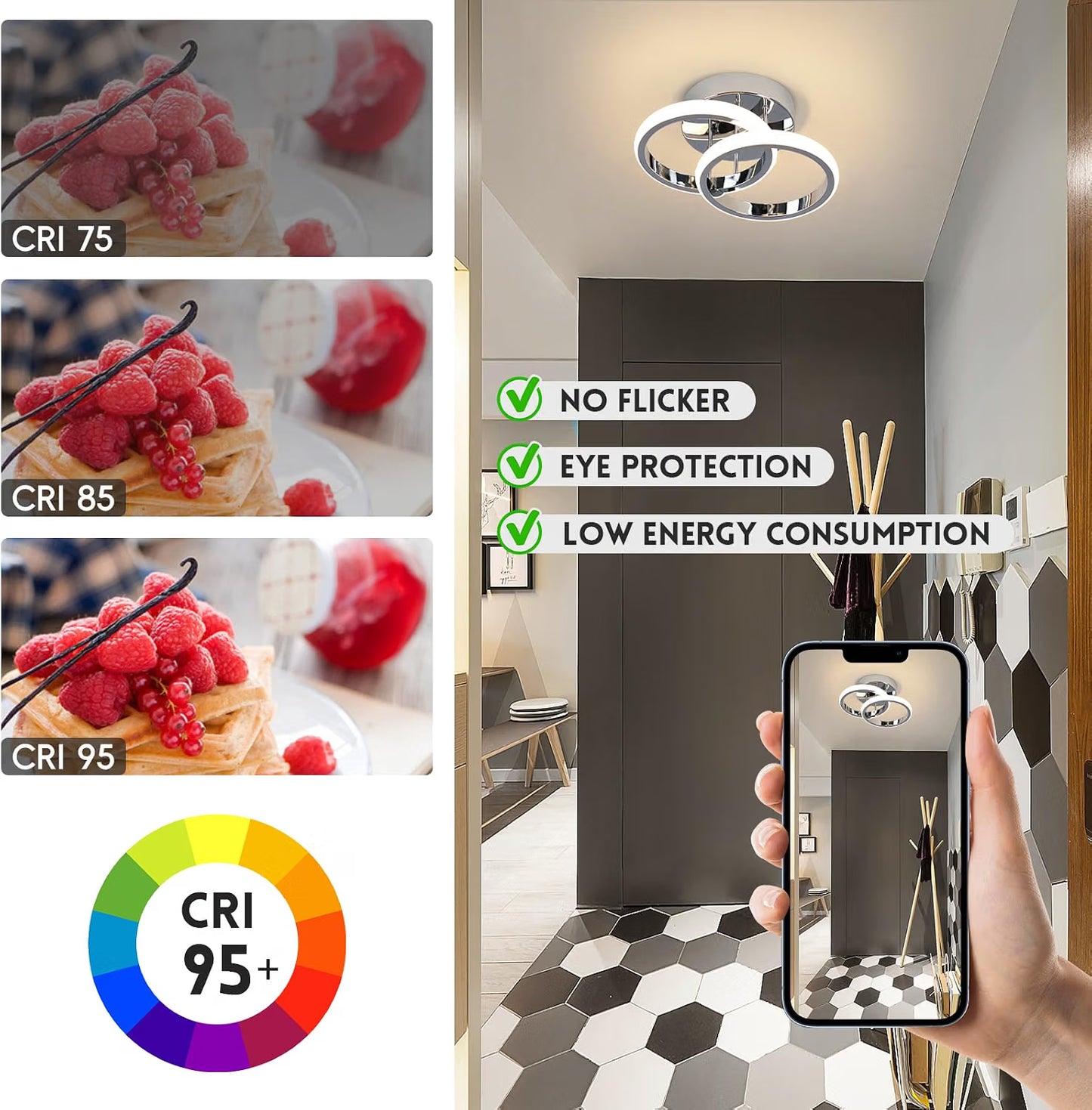 EIDISUNY Led Ceiling Light Dimmable 28cm Modern Round LED Ceiling Lamp with Remote Control, Ceiling Lighting Fixture for Kitchen Bedroom Living Room Hallway Office - 24W, Silver, 28cm, 3000K-6000K [Energy Class E]