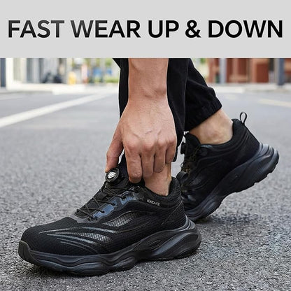 Safety Trainers Men Women Steel Toe Cap Trainers with Swivel Buckle Lightweight Comfortable Breathable Work Shoes Non Slip Puncture Proof Safety Shoes Size 12