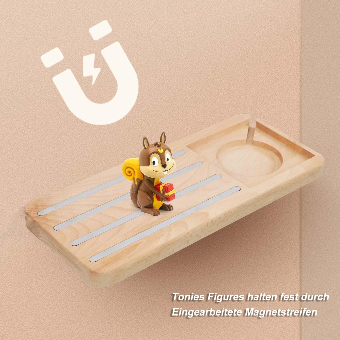 Wooden Wall Shelf for Tonies, Children's Music Box - Decor for Boys & Girls