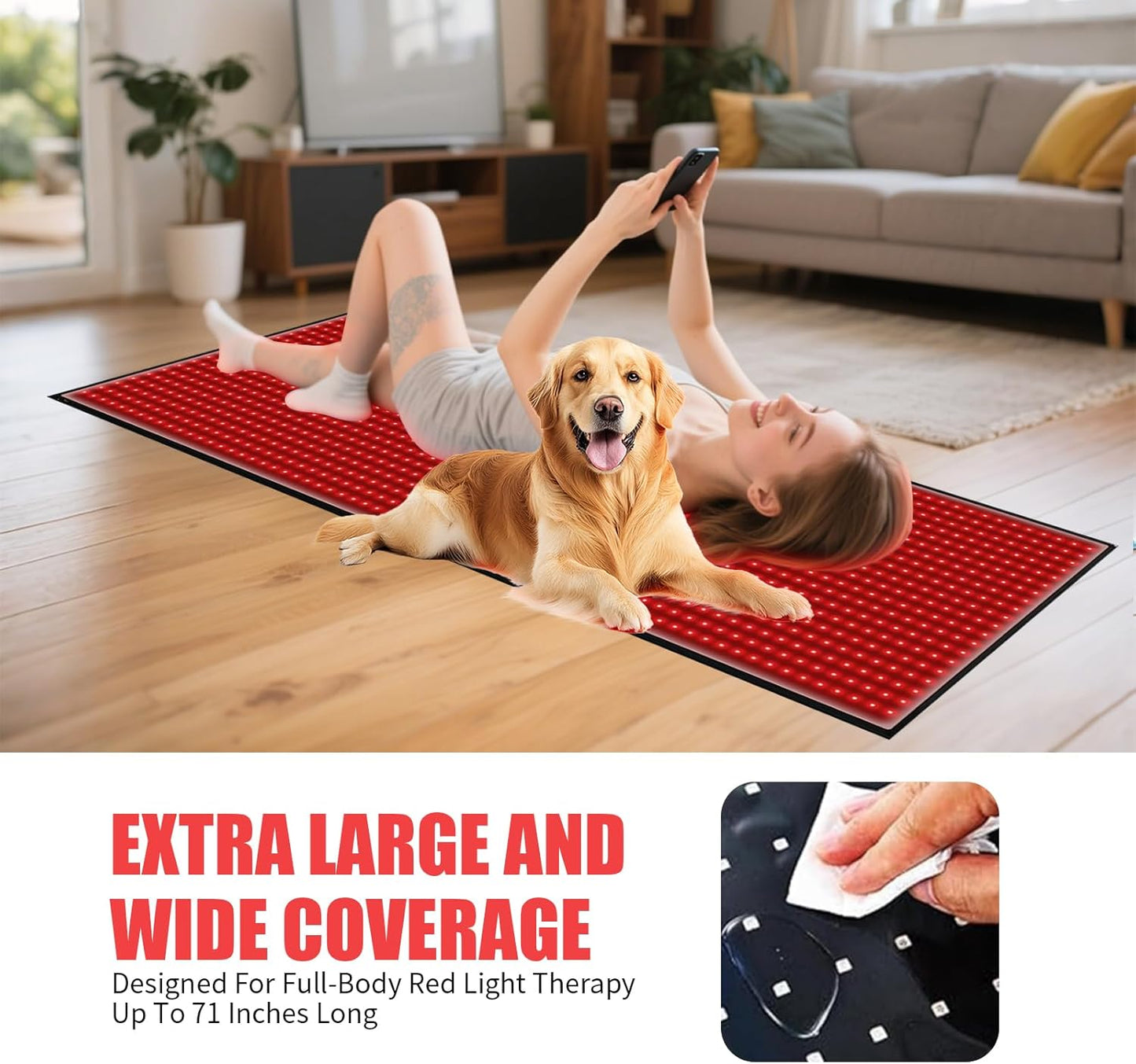 Red Light Therapy Mat,Red Light Therapy for Body Pain Relief 1280 PCS LEDs 71'' x 31'' Red Light Therapy Pad with Red Light and Infrared LED Beads Large Mat for Full Body Skin Health