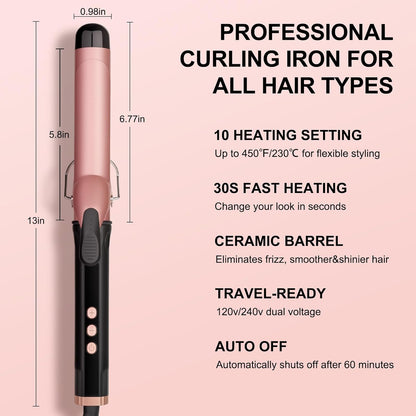 Curling Wand 25mm Hair Curler, Curling Tongs with Clamp
