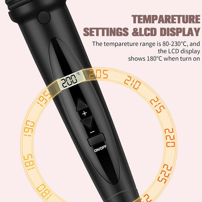 5 in 1 Hair Curler with LCD Display and 5 Interchangeable Ceramic Barrel