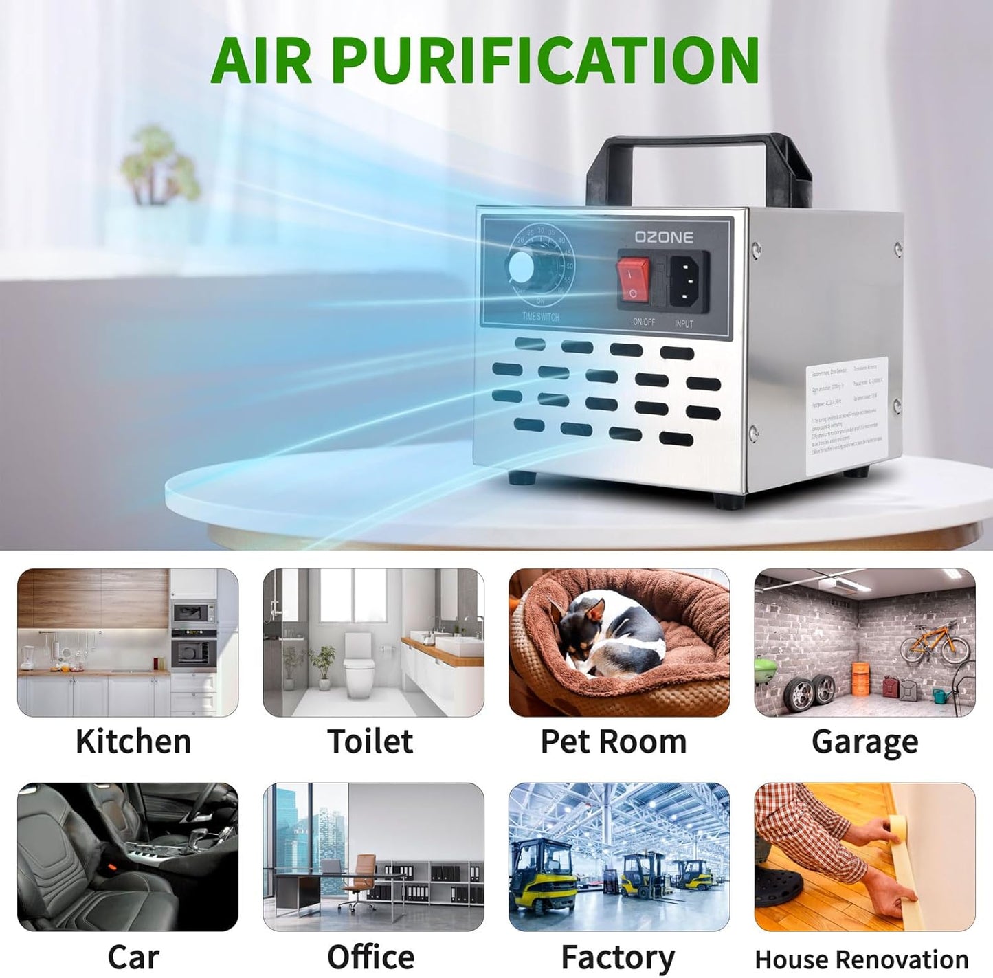 32000 mg/h Ozone Machine with Timer, Air Purifier