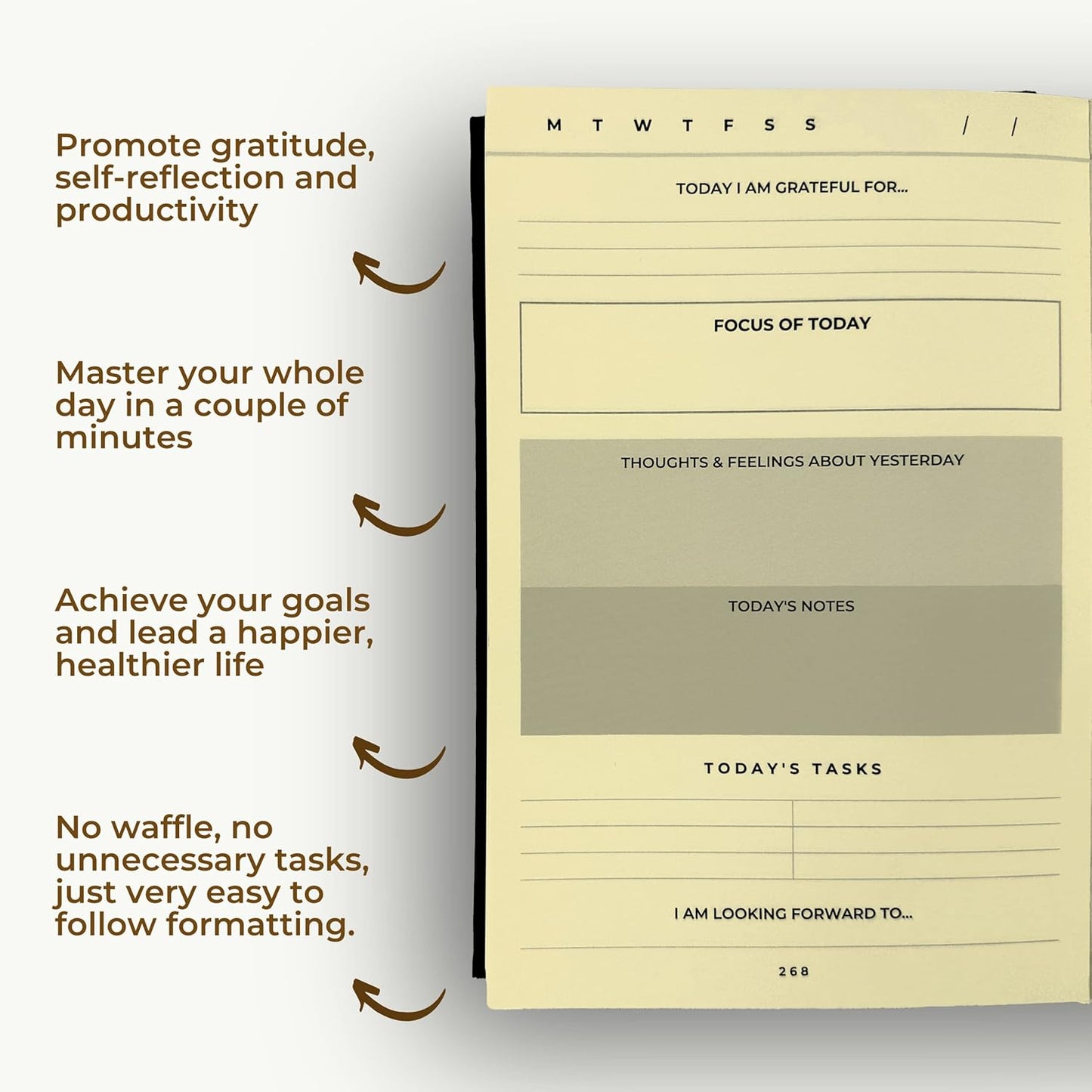 Goal-Focused Journal & Inspirational Quote Cards | The #1 Daily Planner to Achieve Your Goals | 6 Month Undated Diary for Productivity, Improvement, and Mindfulness (Black)