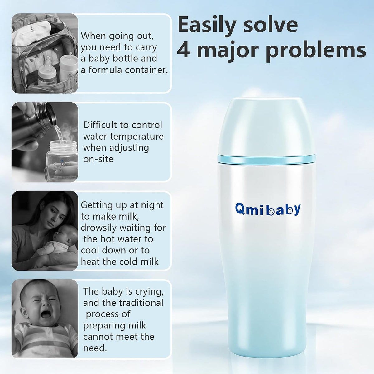 Glass Baby Bottle, Includes Insulated Stainless Steel Sleeve, Newborn Anti-Colic Baby Bottle with Slow Flow Nipple, Leak Proof Insulated, Plastic-Free, BPA-Free, 0-3 Months, 8 oz