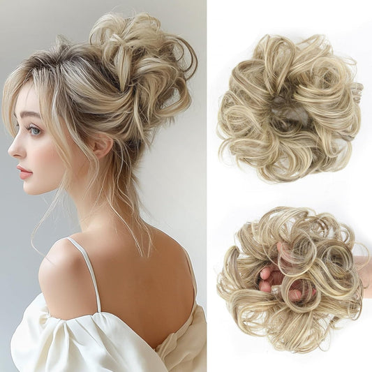 Vlasy Messy Bun Hair Piece for Women,Curly Wavy Hair Scrunchies Bun Extensions Hairpieces