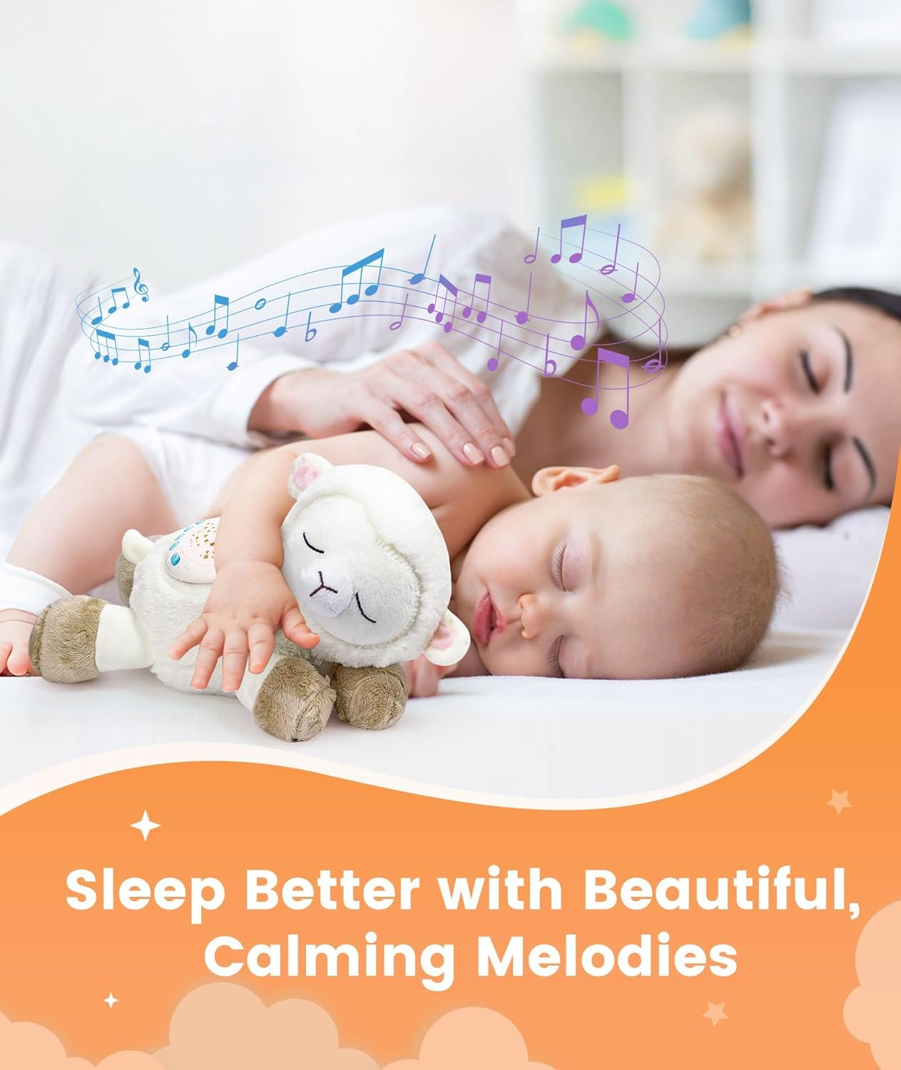 Baby Soother Sheep Toy, Sound Machine Baby Sleep Aid with 7 Soothing Sounds