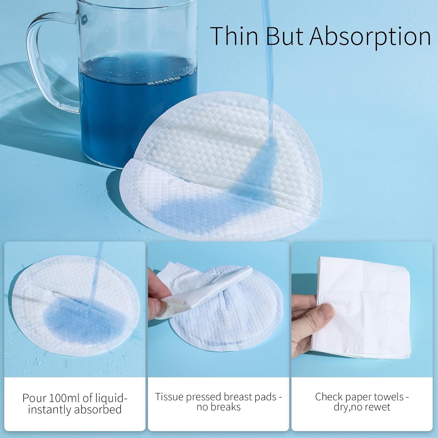 Disposable Nursing Pads, 6-Layer Super Absorbent Breathable Breastfeeding Pads, Ultra-Thin 3D Contour, Leakproof & Hypoallergenic, Individually Wrapped (60 Count) (120 Count)