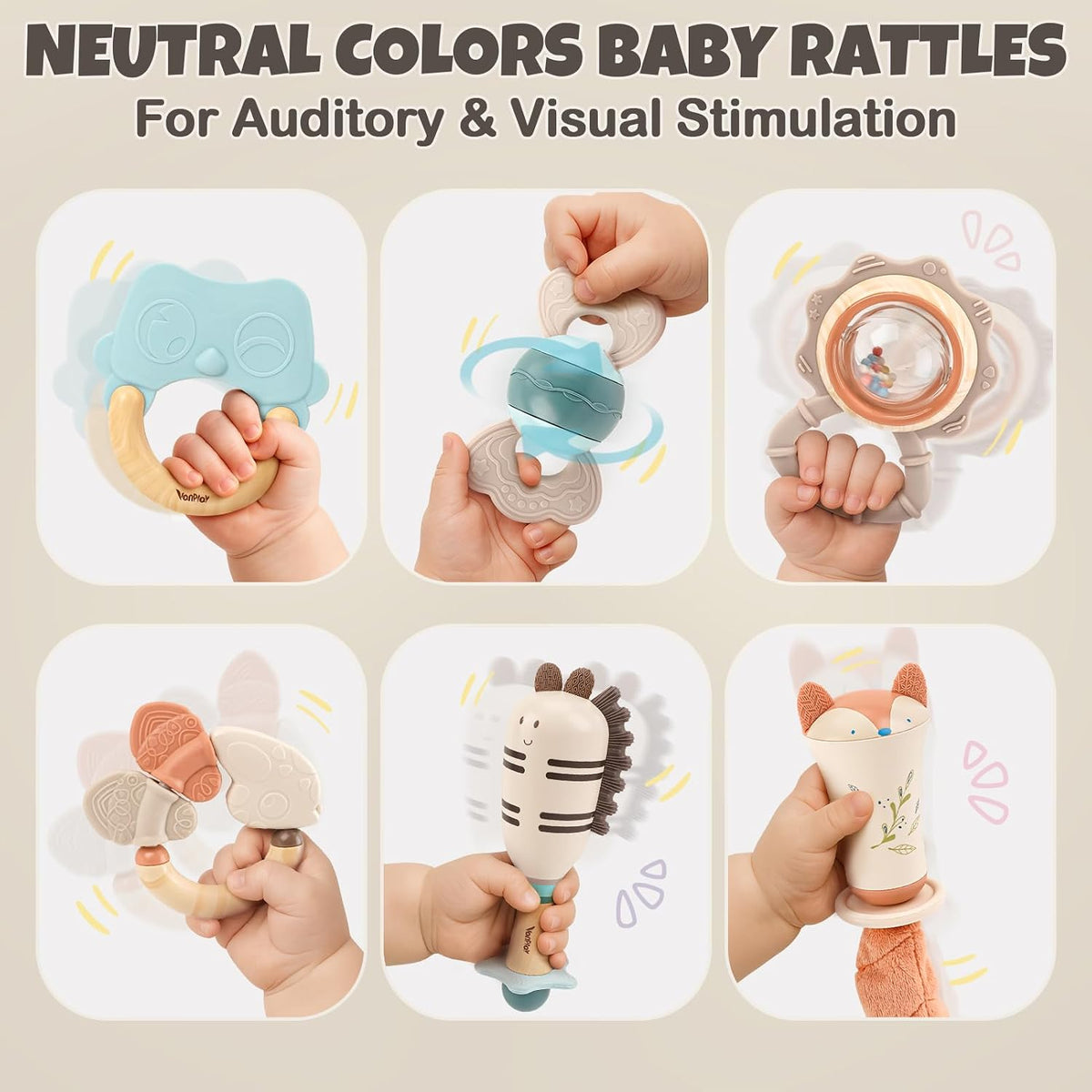 Baby Toys 0-6 Months, Baby Essentials for Newborn Toys Rattle Teething Toys Sensory for Baby with Storage Box (10pcs)