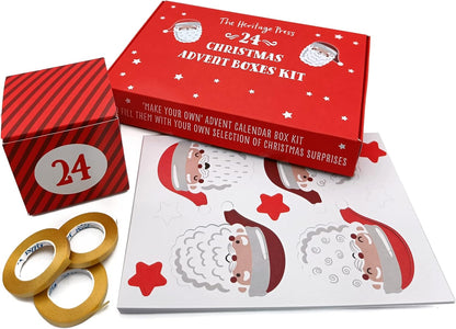 DIY Christmas advent calendar kit from The Heritage with red and white festive design elements