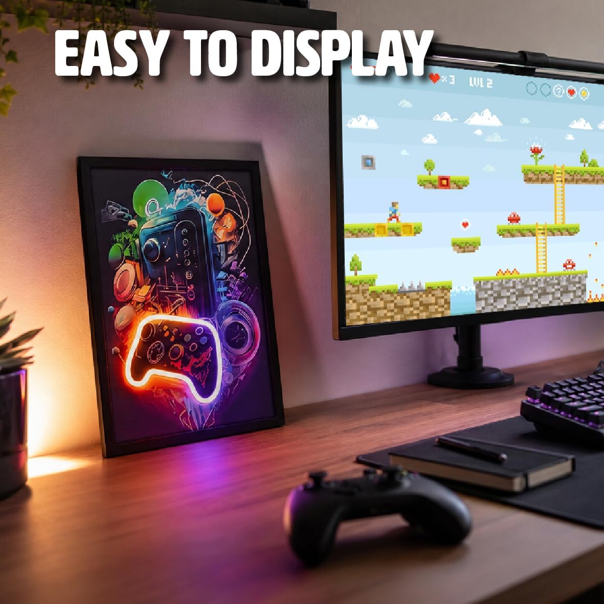 Global Gizmos Gamer Neon Sign Wall Light (Gaming Controller)
