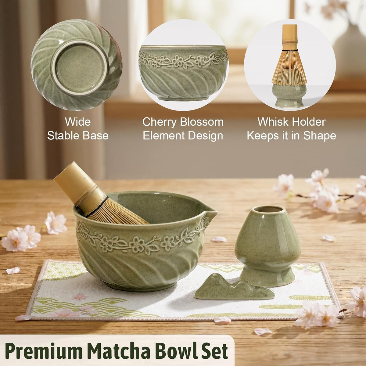 Matcha Tea Set, 9-Piece Matcha Making Kit with Bowl, Whisk & Sifter