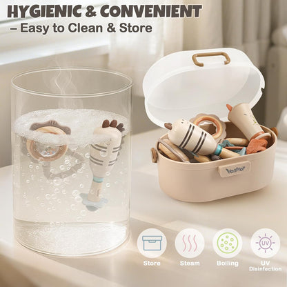 Baby Toys 0-6 Months, Baby Essentials for Newborn Toys Rattle Teething Toys Sensory for Baby with Storage Box (10pcs)