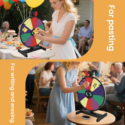 iElyiEsy 15 Inch Tabletop Spinning Prize Wheel with Dry Erase Markers and Erase, 10 Slots Surface Spin the Wheel for Trade Show Carnival Party Pub Fortune Game