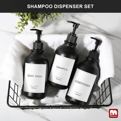 Shampoo and Conditioner Bottles, Plastic Black Shampoo Dispenser