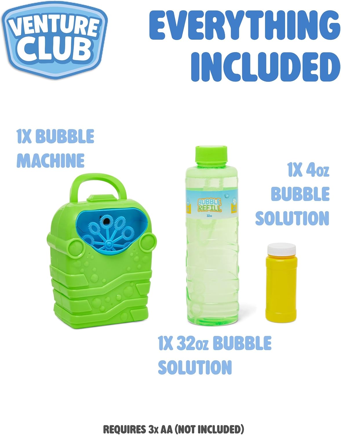 Venture Club Bubble Machine for Kids with 1 L Solution - Automatic Bubble Blower, Bubbles for Kids & Toddlers, Garden Toys & Games for Outdoor Play, Party & Active Fun - Children Aged 3+, Green