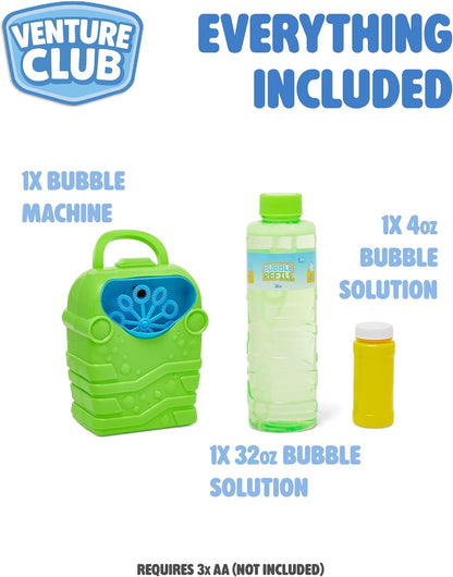 Venture Club Bubble Machine for Kids with 1 L Solution - Automatic Bubble Blower, Bubbles for Kids & Toddlers, Garden Toys & Games for Outdoor Play, Party & Active Fun - Children Aged 3+, Green