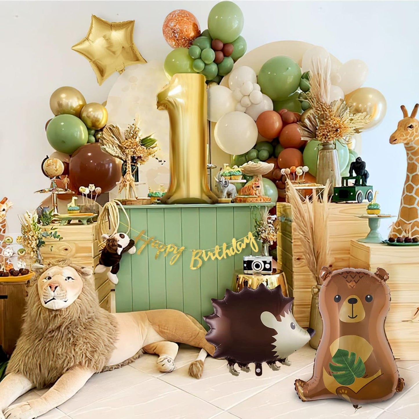 Safari 1st Birthday Decorations for Boys, Thinbal Bear Jungle Theme Party