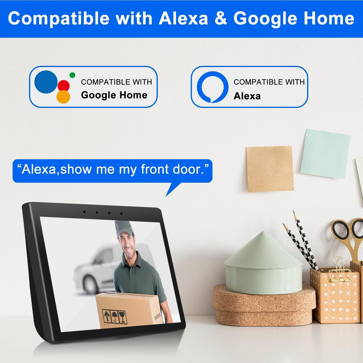 Video Doorbell Camera Wireless, 2K HD Smart Door Bell Camera, PIR Motion Detection,Battery Powered, Instant Alerts, 2-Way Audio, Night Vision, 2.4G WiFi, IP66, SD Card/Cloud ,Compatible with Alexa