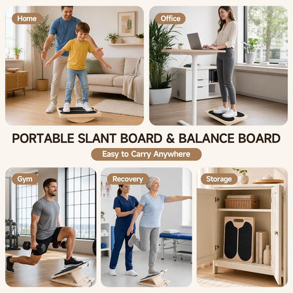 3-in-1 Slant Boards & 180°/360° Balance Board, 136kg Capacity
