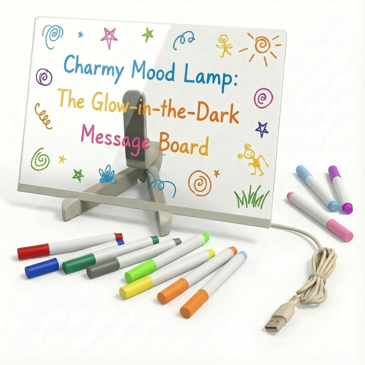 Charmy LED Note Board Night Light – Rewritable Acrylic Message Board with Adjustable Stand & Pen – 3000K Warm Light USB Desk Lamp for Bedroom, Office & Gift (20×30 cm / 8×12 in)