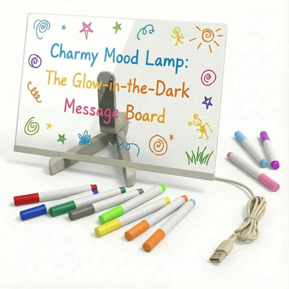 Charmy LED Note Board Night Light – Rewritable Acrylic Message Board with Adjustable Stand & Pen – 3000K Warm Light USB Desk Lamp for Bedroom, Office & Gift (20×30 cm / 8×12 in)