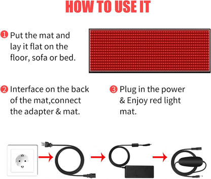 63'' x 23.6'' Red Light Mat for Full Body, 945 LEDs Flexible Near Infrared Light Pad, 660nm & 850nm Light Blanket for Back Belly Knee Joints Muscle, 125W