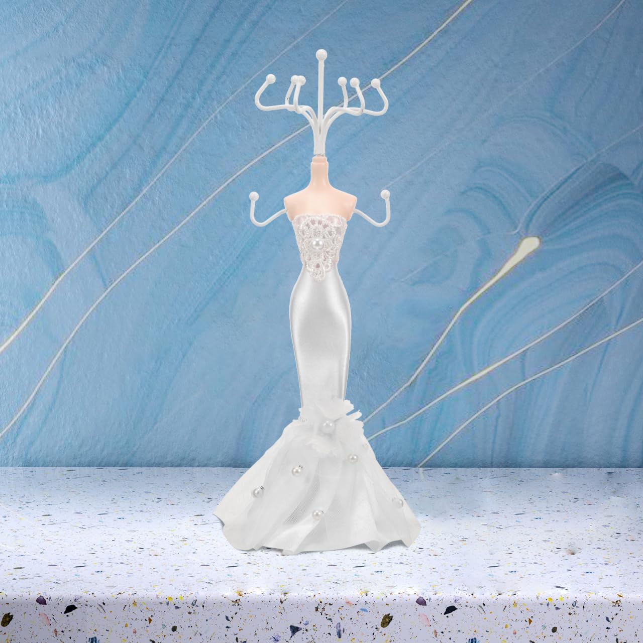 Lurrose Jewelry Display Stand for Necklaces and Earrings Elegant Cloth and Metal Organizer for Home Decor for Anniversaries Birthdays and Christmas