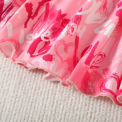 Baby Girl Dress Toddler Long Sleeves Love Heart Dresses Pink Party Princess Dress Infant Girls Clothes 2pcs Spring Fall Outfit Set (12-18 Months)
