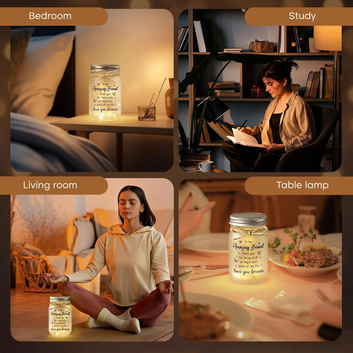 Friendship Gifts for Women, Amazing Friend Mason Jar Night Light [Energy Class G]