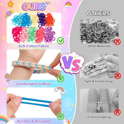 Arts and Crafts for Kids, Friendship Bracelet Making Kit Girls Birthday Presents 5 6 7 8 9 10 Year Old Girls Gifts Kids Craft Set Cotton Rainbow Loom Band Kit with Charms Toys