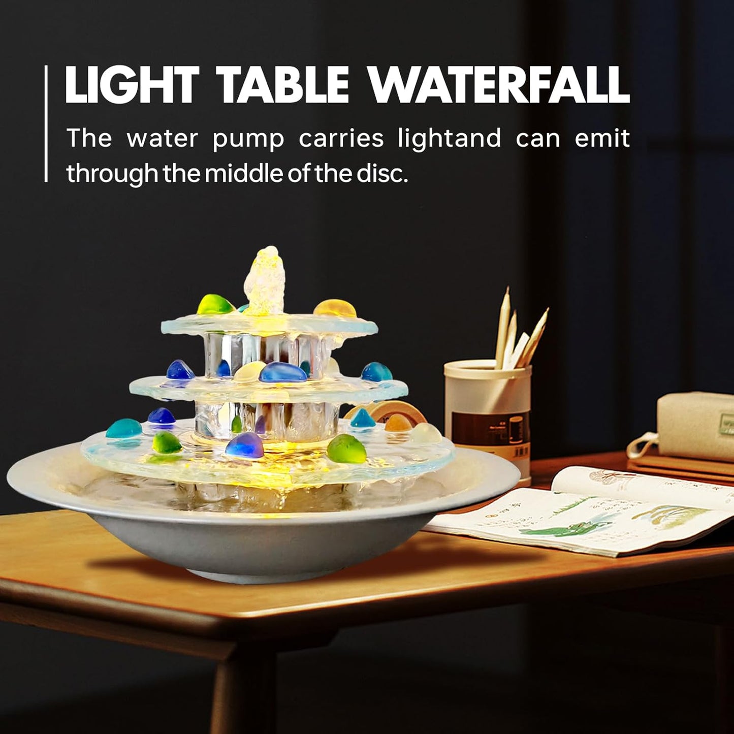 3-Tier Tabletop Fountain Home Waterfall