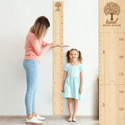 GUANKE Wooden Kids Height Chart for Wall, Natural Solid Wood Dual Scale (Feet/CM), Writable Growth Tracker, Easy Install Nursery Decor (Tree)
