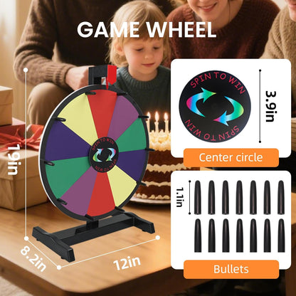 iElyiEsy 15 Inch Tabletop Spinning Prize Wheel with Dry Erase Markers and Erase, 10 Slots Surface Spin the Wheel for Trade Show Carnival Party Pub Fortune Game
