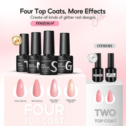 PEACECOLOR 73PCS Gel Nail Kit, 55+5 Colours Gel Nail Polish Set with Lamp, White Pink Nude Red Nail Polish, Glossy Matte Glitter Base Top Coat, Manicure Tools Nail Salon Set Gift for Women